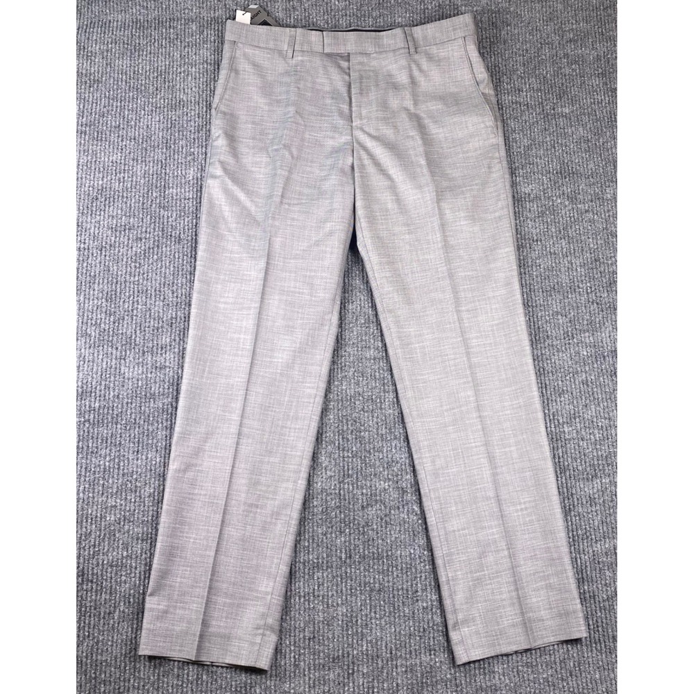 Savane Performance Dress Pant Mens 34x32 Grey Straight Fit Stretch Business NWT